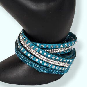 (2/$20) Bedazzled Long Turquoise Snap Bracelet